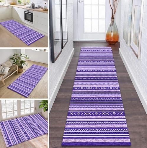 ZDYHMrj Teppich Läufer Flur rutschfest 60X120CM Violett Marokko Küchenteppich Waschbar Flurläufer Modern Teppichläufer, Korridor Teppich Läufer für Flur, Küche, Eingang, Wohnzimmer Schmutzfangteppich von ZDYHMrj