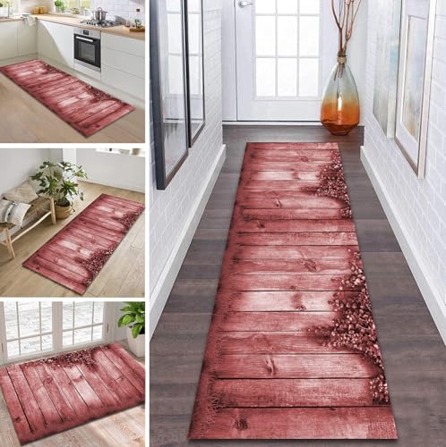 ZDYHMrj Teppich Läufer Flur rutschfest 60X270CM Rot Küchenteppich Waschbar Flurläufer Modern Teppichläufer, Korridor Teppich Läufer für Flur, Küche, Eingang, Wohnzimmer Schmutzfangteppich von ZDYHMrj