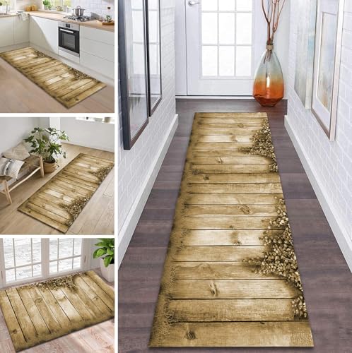 ZDYHMrj Teppich Läufer Flur rutschfest 70X140CM Braun Küchenteppich Waschbar Flurläufer Modern Teppichläufer, Korridor Teppich Läufer für Flur, Küche, Eingang, Wohnzimmer Schmutzfangteppich von ZDYHMrj