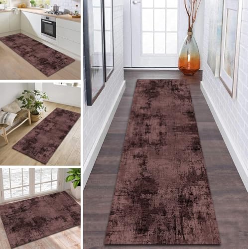 ZDYHMrj Teppich Läufer Flur rutschfest 80X120CM Rot Schwarz Küchenteppich Waschbar Flurläufer Modern Teppichläufer, Korridor Teppich Läufer für Flur, Küche, Eingang, Wohnzimmer Schmutzfangteppich von ZDYHMrj