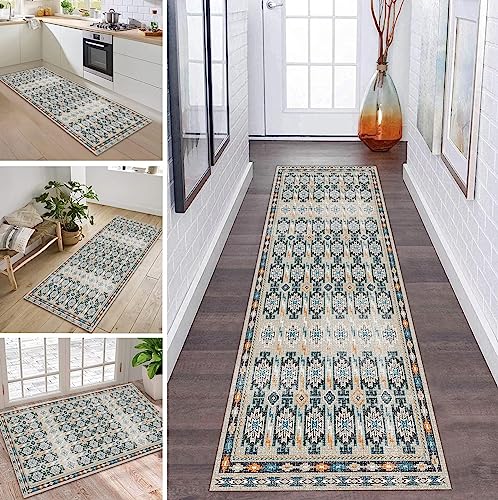 ZDYHMrj Teppich Läufer Flur rutschfest Küchen Teppich 40X200CM Bunt Boho Küchenteppich Küchenläufer Korridor Schlafzimmer Wohnzimmer Meterware Eingang von ZDYHMrj