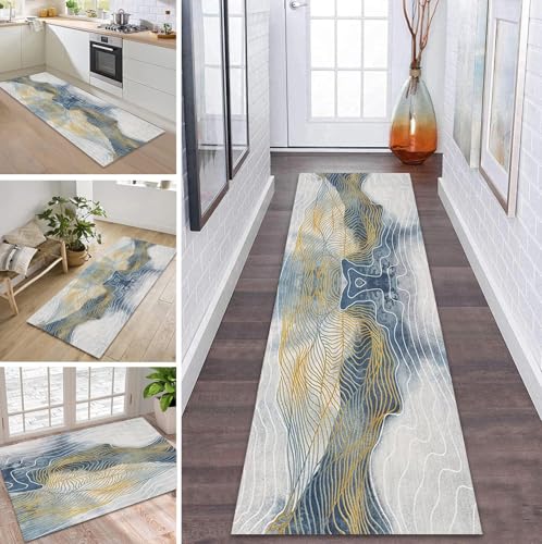 ZDYHMrj Teppich Läufer Lang Flur Küche Teppichläufer rutschfest Waschbar Küchenläufer Teppichmatten Grau Blau Flurläufer 100X300CM Schmutzfangmatte Meterware Schlafzimmer Korridor Wohnzimmer ZDYHMrj Teppich Läufer Lang Flur Küche Teppichläufer rutschfest Waschbar Küchenläufer Teppichmatten Grau Blau Flurläufer 100X300CM Schmutzfangmatte Meterware Schlafzimmer Korridor Wohnzimmer von ZDYHMrj