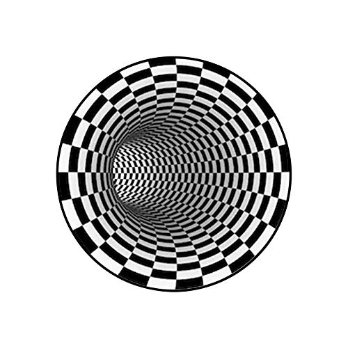 3D Bottomless Hole Optical Illusion Area Teppich Runde Teppiche Optical Illusion Black Hole Karierter Optical Illusion Schlafzimmer Area Carpet von MOVKZACV