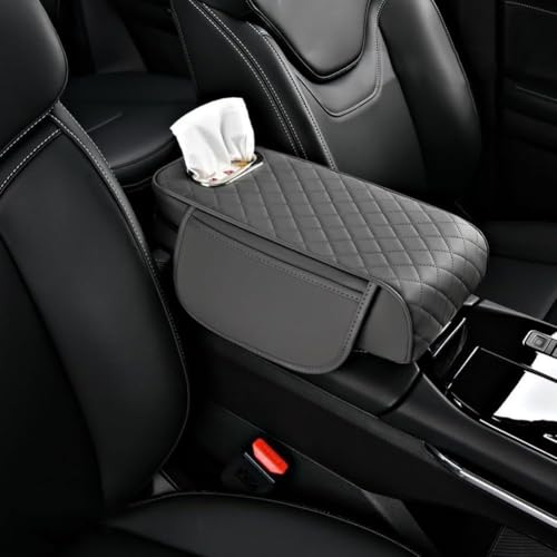 ZDYTPATX Auto Armlehnenkissen FüR Jeep Grand Cherokee 2016-2021, Armlehnen Polster Mittelkonsole Bezug Komfortabler Weich Mit Taschen Und Taschentuchbox Pad,Gray von ZDYTPATX