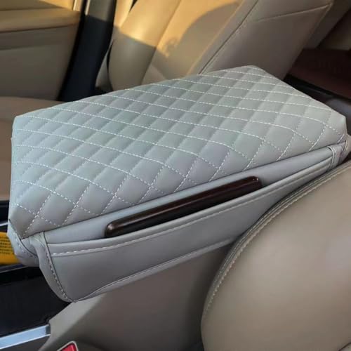 ZDYTPATX Auto Armrest Pad FüR Model 3 Highland 2024 2025, Pu Leder Schutz Mittelkonsole Polster Komfort Mit Seitentaschen Innenraum ZubehöR, Gray von ZDYTPATX