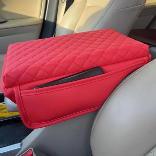 ZDYTPATX Auto Armrest Pad FüR Sportage QL QL 2016-2021, Pu Leder Schutz Mittelkonsole Polster Komfort Mit Seitentaschen Innenraum ZubehöR, Red von ZDYTPATX