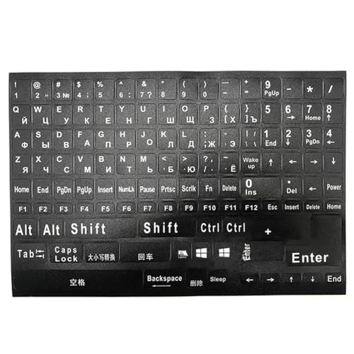 ZDdp 1 x russische Tastatur-Aufkleber in voller Größe, Buchstaben-Alphabet-Layout-Aufkleber, Schlüssel für Laptop, Desktop, PC, russisch, langlebig, weiße Buchstaben von ZDdp