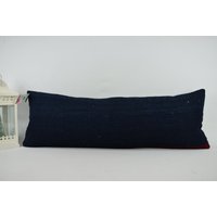 Blauer Kelim Kissenbezug/Handgemachtes Wollkissen Kissen Türkises Kelimkissen 12x36 Code 1650 von ZDkilimpillow