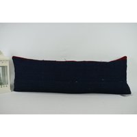 Blauer Kelim Kissenbezug/Lendenkissen Dekokissen Handgemachte Wollkissen 12x36 Code 1645 von ZDkilimpillow