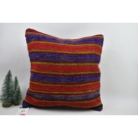 Boho Kelim Kissen/Antikes Handgemachtes 18x18 cm Bio Kissenbezug Code 6215 von ZDkilimpillow