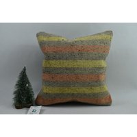 Boho Kissen/Bio Kelim Handgemachtes Dekokissen Ethno 16x16 Kissenbezug Code 12901 von ZDkilimpillow