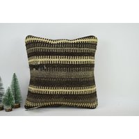 Braunes Kelimkissen/Sofa Kelim Kissen Dekokissen 14x14 cm Bio Geschenkkissen Code 2568 von ZDkilimpillow