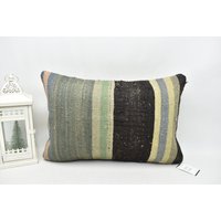 Dekorativer Kelim Kissenbezug, Vintage Boho Kissen, Sofa Lendenkissen, Wollkissen, 16x24 Code 3559 von ZDkilimpillow