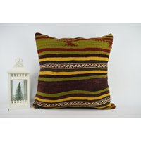 Dekoratives Kelim Kissen/Boho Stammeskissen Gestreifter Truthahnkissen 24x24 Kissenbezug Code 1734 von ZDkilimpillow