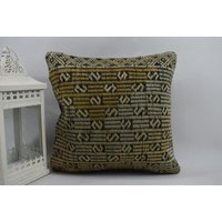 Eckiges Kelimkissen/Bio-Kissen Boho Kissen Handgemachtes 16x16 Kissenbezug Code 13110 von ZDkilimpillow