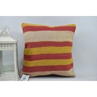 Gestreifter Kelim Kissenbezug/Handgemachtes Kissen 16x16 Sofa Sofakissen Code 13438 von ZDkilimpillow