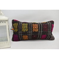 Handgemachter Kelim Kissenbezug/Türkises Kissen Handgemachtes Lendenkissen 10x20 Kode 2798 von ZDkilimpillow