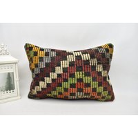 Handgemachtes Kelim-Kissen/Lendenkissen Boho-Kissen 16x24 cm Kissenbezug Code 3422 von ZDkilimpillow