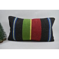Handgemachtes Kelim Kissen/Wolle Dekokissen Gewebtes Nomadenkissen Gestreiftes Kelimkissen 10x20 cm Code 3033 von ZDkilimpillow