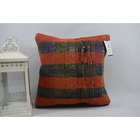 Handgewebtes Dekokissen/Sofa Kelim Kissen Handgemachtes Bankkissen Couchkissen Boho 16x16 Kissenbezug Code 13226 von ZDkilimpillow
