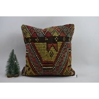 Handgewebtes Kissen/Bio Kelim Handgemachtes Dekokissen Couchkissen Cecim 16x16 Kissenbezug Code 13002 von ZDkilimpillow