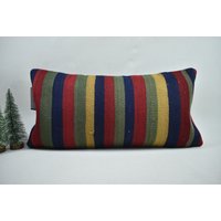 Kelim Dekokissen/Handgemachtes Kissen Lendenkissen Boho 12x24 Kissenbezug Kode 4955 von ZDkilimpillow