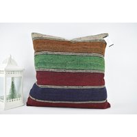 Kelim Kissen/Boho Handgewebtes Bodenkissen 24x24 Kissenbezug Kode 1721 von ZDkilimpillow