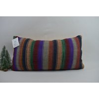 Kelim Kissen/Geschenkkissen Handbesticktes Gestreiftes Kelimkissen 12x24 cm Dekokissen Code 5201 von ZDkilimpillow