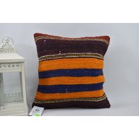 Kelim Kissen/Gestreiftes Eckkissen Kelimkissen Dekokissen 16x16 cm Code 13461 von ZDkilimpillow