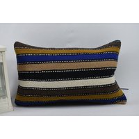 Kelim Kissen/Türkisfarbenes Boho Großes Sofa Handgemachtes 12x20 cm Kissenbezug Code 5483 von ZDkilimpillow