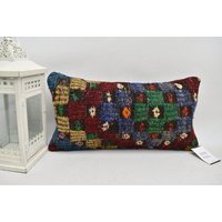 Kelim Kissen Größe 10x20 cm/Gewebtes Großes Rotes Altes Kelimkissen Dekokissen Code 2135 von ZDkilimpillow