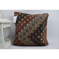 Kelim Kissen Mit Ethno Deko/Boho Dekokissen 16x16 cm Handgefertigter Kissenbezug Code 13072 von ZDkilimpillow