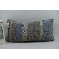 Kelim-Kissenbezug/12x24 cm Großer Alter Handgewebter 100% Baumwolle von ZDkilimpillow