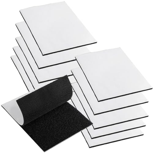 10 Stück Starkes Klettband, Doppelseitig Klebende Klettverschluss, Doppelseitige Klebepads, Klettband Selbstklebend, Selbstklebendes Klebepad, für Zuhause, Büro, Schule (Schwarz) von ZEACCT
