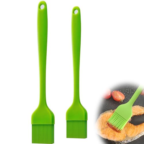 2-teiliges Silikon-Pinsel-Set, Essbarer Silikonpinsel, Silikon-Grillpinsel, Koch- und Backpinsel, Hitzebeständiges Ölpinselset Geeignet für Grillen, Gebäck, Backen Usw. (Grün) von ZEACCT