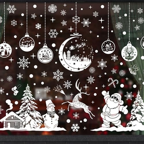 260 Stück Weiß Weihnachts Fensterbild, PVC Schneeflocken Fensterdeko, Weiß Fensterdeko Weihnachten, Fenster Weihnachten Deko, Schneeflocken Fenstersticker Deko, Weihnachten Fenster für Weihnachtsdeko von ZEACCT