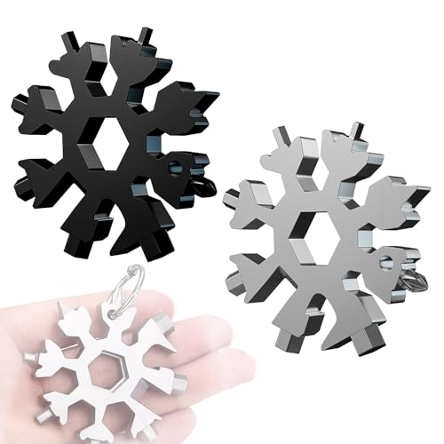 2er Pack 18-in-1 Schneeflocken-Multifunktionswerkzeug, Tragbares Edelstahl-Multifunktionsöffnungswerkzeug, Edelstahl-Schneeflocken-Multitool, Flaschenöffner, Edelstahl-Schneeflocken-Schlüssel 2er Pack 18-in-1 Schneeflocken-Multifunktionswerkzeug, Tragbares Edelstahl-Multifunktionsöffnungswerkzeug, Edelstahl-Schneeflocken-Multitool, Flaschenöffner, Edelstahl-Schneeflocken-Schlüssel von ZEACCT