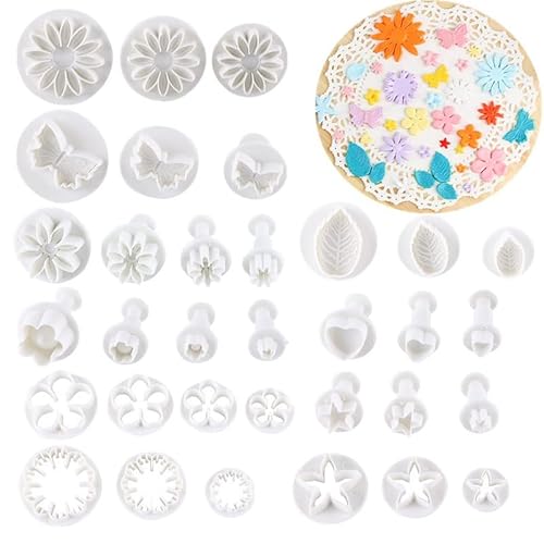 33 Stück Teiliges Rose Blume Formen Set Fondant Ausstecher Set Blumen Fondant Ausstecher torten Werkzeug Backen Fondant Torten Zubehör Fondant Modellierwerkzeug Tortendeko Ausstechformen von ZEACCT