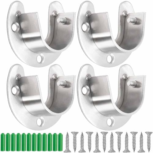 4 Stück Kleiderstangen Halterungen, Edelstahl Steckdosen Schrankstangen, Edelstahl Rundrohr Halterung, Stangenhalter, U Förmige Stangenhalterung, fur Schrankrohrhalter (32 Mm) von ZEACCT