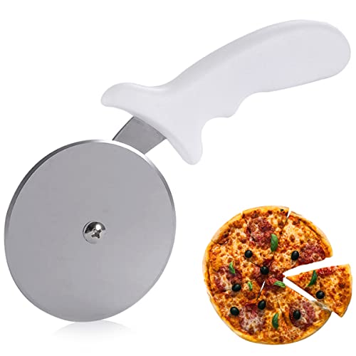 Pizzaschneider, Edelstahl Pizza Cutter, Pizzaroller, Handlicher Pizza Cutter, Rofessioneller Pizza Cutter mit Rutschfestem Griff und Fingerschutz - Wohnungs Kuche Gadgets(Weiß) von ZEACCT