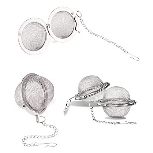 Tee-Ei Stahl-Teesieb Food Grade Mesh Teefilter Tea Ball Mesh Premium Tee-Intervall-Diffusor mit verlängertem Kettenhaken zum Aufbrühen von losem Tee und Gewürzen und Gewürzen (2er-Pack, 4,5 cm) von ZEACCT