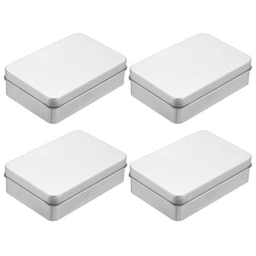 ZEACCT 4 Stück Metall Rechteckig Dosen, Rechteckige Leere Blechdose mit Scharnier, Rechteckige Weißblechdose, Metalldose, Aufbewahrungsdose aus Metall, für Süßigkeiten-Schlüsselohrringe ZEACCT 4 Stück Metall Rechteckig Dosen, Rechteckige Leere Blechdose mit Scharnier, Rechteckige Weißblechdose, Metalldose, Aufbewahrungsdose aus Metall, für Süßigkeiten-Schlüsselohrringe von ZEACCT