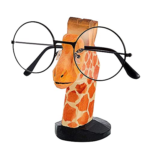 ZEACCT Brillenhalter Holz Tier -förmigen Handgeschnitzte Lesebrillen für Kinder Männer Frauen Geschenk Wohnkultur für Brillen Sonnenbrillen Heimn Büro Schreibtisch Dekor (Giraffe) von ZEACCT
