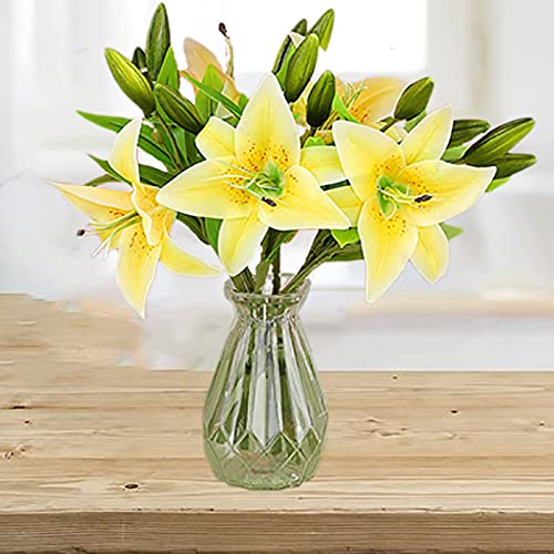 ZEACCT Künstliche Blumen, 5 Stück künstliche Lilien mit 3 Knospen, Pflanzenblumenkunst, Vollblüten-Kunstlatex-Real-Touch-Blumen für Heimdekoration, Hochzeiten, Partys, Büros, Restaurants von ZEACCT