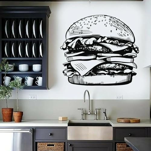 ZEALPLANT PVC Selbstklebender Fast Food Restaurant Fensteraufkleber Hamburger Fast Delicious Food Wandaufkleber Cafe Restaurant Aufkleber von ZEALPLANT