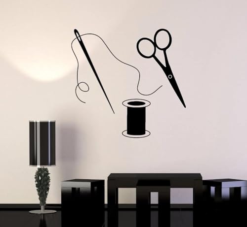 ZEALPLANT Schere Wandaufkleber Home Decor Abnehmbare Nähen Schneider Wandaufkleber Modedesigner Studio Wandbild von ZEALPLANT