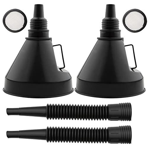 ZEALfix 2pcs Kraftstofftrichter mit Schlauch und Sieb Kunststoff Benzin-Diesel-Öl Betankungstrichter für Auto-Motorrad-Haushalt verwendet 130MM Trichter (schwarz) von ZEALfix