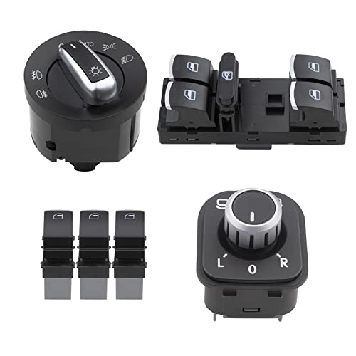 ZEALfix Golf 5 Zubehör Fensterheber Schalter Golf 5 6 Scheinwerfer Fenster Spiegel (6 Stück) 5ND959857 5ND941431B 5ND959565B 5ND959855 für VW Golf GTI MK5 MK6 Tiguan Passat Jetta Zubehör von ZEALfix