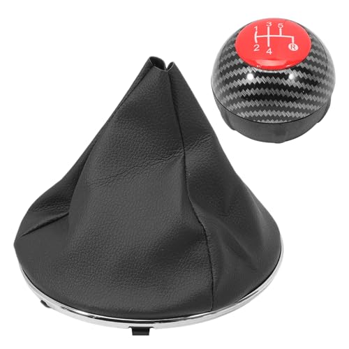 ZEALfix Schalthebelknauf und Manschette kompatibel mit F 500 500c 2007-2018, mit Sicherungsring 55344016, 50295325, 50293173 Rote Kohlefaser von ZEALfix