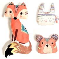 Tier Gefüllte Plüsch Kissen Cartoon Geformte Für Kinderzimmer Wohnzimmer Schlafzimmer Fuchs Bär Kaninchen Optional von ZEAUSA